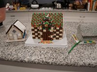 Christmas Celebration 2017-1077  The 2017 Annual Gingerbread House Competition - Kim and Ron made and ice castle; Spencer and Mona made a mansion; Sean, Scot and Rachel made the borg.